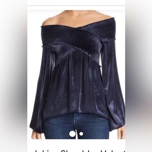 Ramy Brook Lisa velveteen top blue